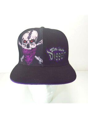 Monster Jam Son-Uva Digger Snapback Cap Hat Black & Purple Skull Adjustable